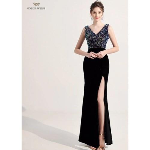Prom Dresses V-Neck Floor-Length Evening Gowns for Women Mermaid Long Gown for Women Party with Split