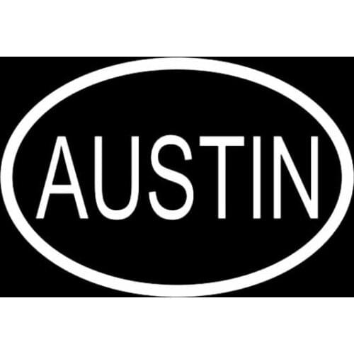 14.7CM*9.9CM CAR STICKER AUSTIN CITY COUNTRY CODE OVAL VINYL DECAL Black Silver C10-01229