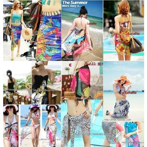 20pcs womens Chiffon Swim Wear/Bikini smock mantle large veil beach towels swimsuit sarong wearing yarn wrapped new veil