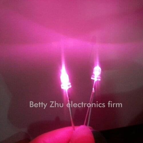 200PCS/LOT New original 3mm DIP LED light emitting diode transparent shell pink short legs water clear
