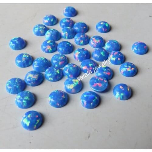 200pcs/lot op74 Dark Cornflower Blue Fire Opal 5mm Round Opal Synthetic Round Cabochon Opal for Body Piercing Jewelry