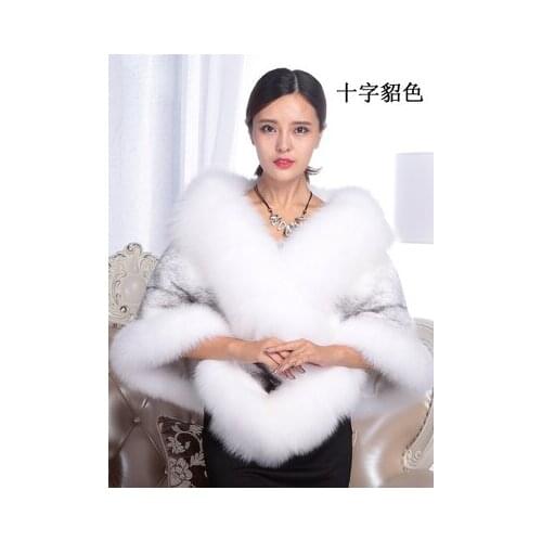 2019 new fashion mink fur shawl cloak the whole mink real female mink hair fox fur collar shawl bride wedding cheongsam