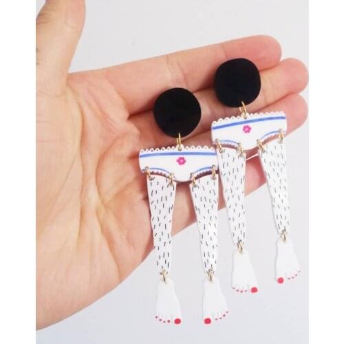 2021 Women Punk Earrings Wacky thig Pandent Earrings Charm Hip Hop Girls Gift Cute Stud acrylic jewelry Evening Party Earring