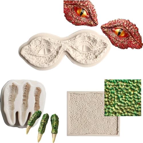 3pcs/set Dragon Dinosaur Set Eyes Skin Claws Silicone Mold Fondant Mould Cake Decor Tool Chocolate Gumpaste Mold Sugarcraft