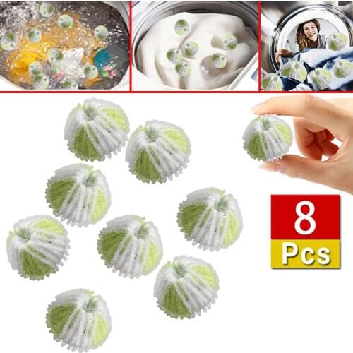 8Pcs Laundry Ball Reusable Machine Wash Laundry Dryer Balls Fabric Soften Helper Cleaner For Hair Lint Fluff Grabbing Remover