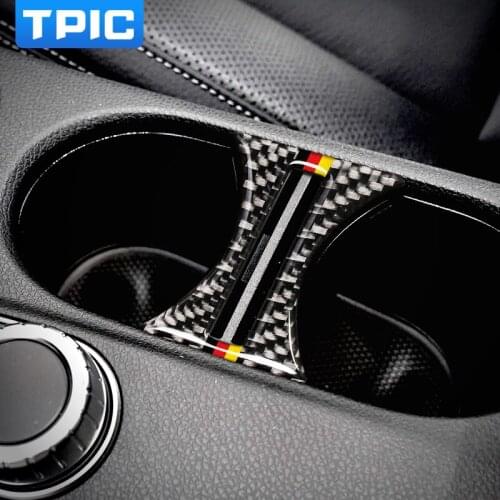 TPIC Carbon Fiber Car Accessories Interior Cup Holder Decor Car Sticker For Mercedes W169 W117 W156 A Class CLA GLA Car Styling