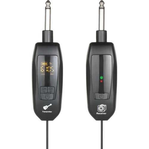 UHF Wireless Transmitter & Receiver 6.35mm Standard Audio Plug Wireless System for Electric Guitar Bass Piano