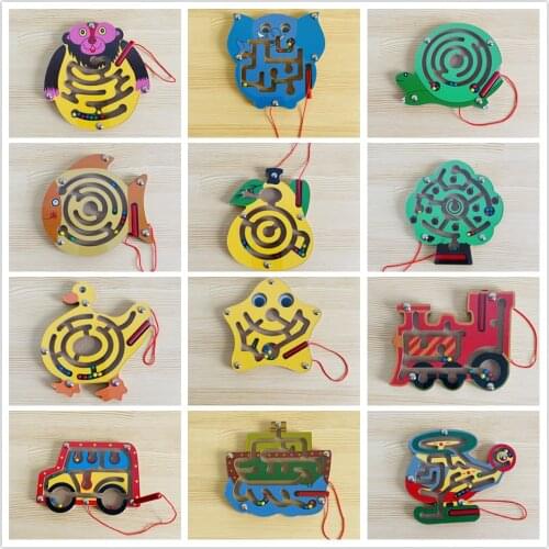 Busy Board Material Magnetic Walking Bead Maze Car Train Strawberry Crocodile Bee Baby Eagle Baby Montessori Early Education Toy