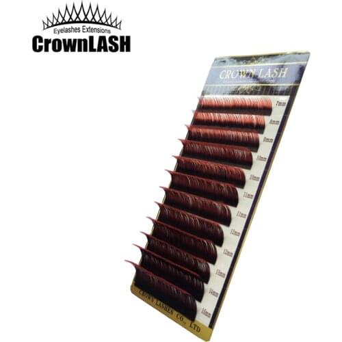 CrownLASH Ombre Red 2tone Eyelash Extensions C-0.10, C-0.15 7-15mm Dual Color Volum Lash