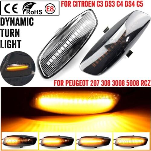 Dynamic LED Side Marker Light Signal Blinker for Citroen C4 Coupe Picasso C3 C5 X7 DS3 DS4 Peugeot 207 308 3008 5008 RCZ Partner