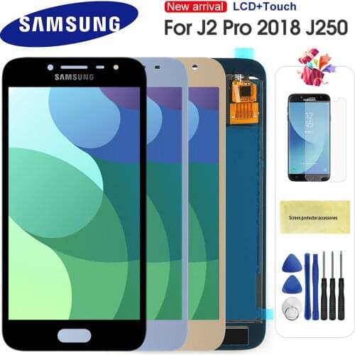 For Samsung Galaxy J2 Pro 2018 J250 j250m SM-J250 LCD Display Touch Screen Digitizer Replacement With Frame Adjustable Brightnes