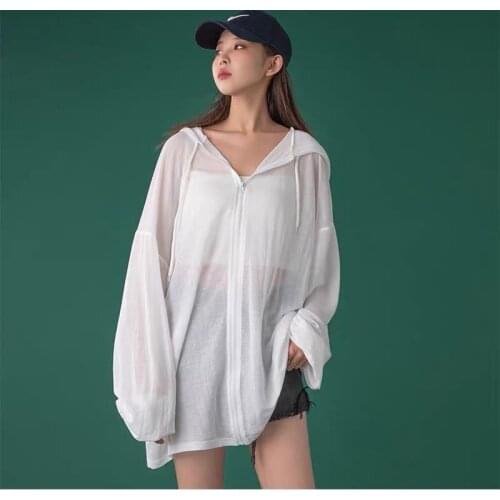 UV-Proof Breathable Sunscreen Clothes Womens Summer New Korean-Style Student Long-Sleeved Thin Cardigan Jacket Long Section