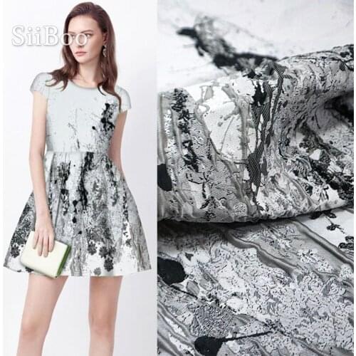 European 3D embossed floral style light grey yarn dyed positional jacquard brocade fabric for summer autumn dress coat SP6107