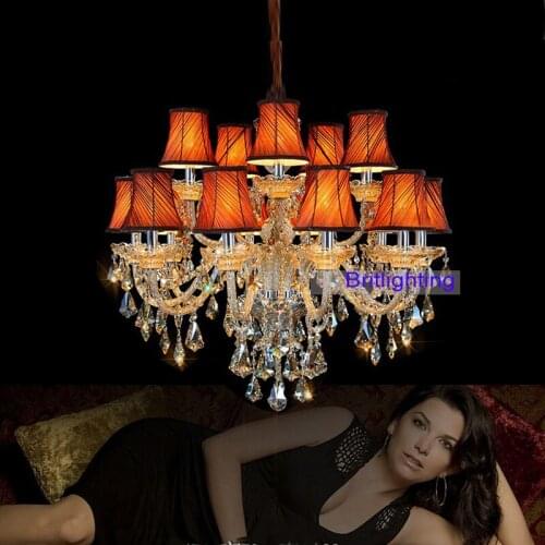 LED Chandelier with lampshade bedroom modern crystal chandeliers for living room traditional chandelier with fabric shade foyer