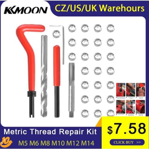 Car Pro Coil Drill Tool Metric Thread Repair Insert Kit M6 for Helicoil Car Repair Tools Coarse Crowbar M5 M6 M8 M10 M12 M14