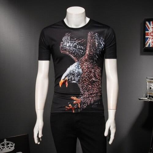 Creative eagle design 3D digital printing fancy short-sleeved t shirt Summer 2018 high-quality cotton boutique t shirt men M-3XL