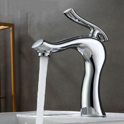 Creative Basin Faucet Brass Radian Single-Handle Washbasin Faucet chrome/black Cold and Hot Mixer Sink Tap Crane