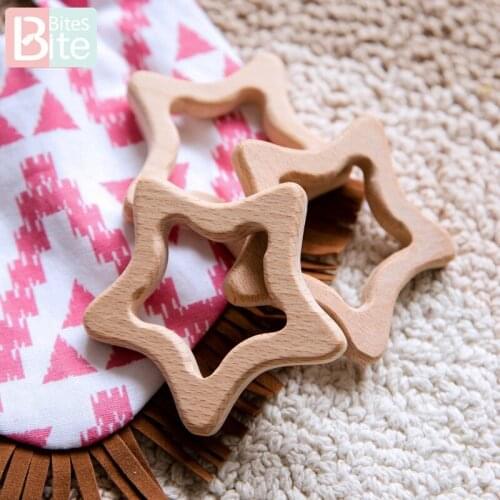 Bite Bites 1se Baby Wooden Teether Star Pendant Diy For Nursing Bracelets Bpa Free Beech Rodent Wooden Blank ChildrenS Goods