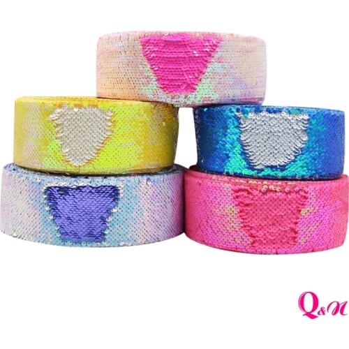 2Y 5Y 3" 75mm Solid Sequin Ribbon Fashion Textile DIY Hairbows Accessories Apparel Sewing Fabric Home Textile Sequin Ribbon