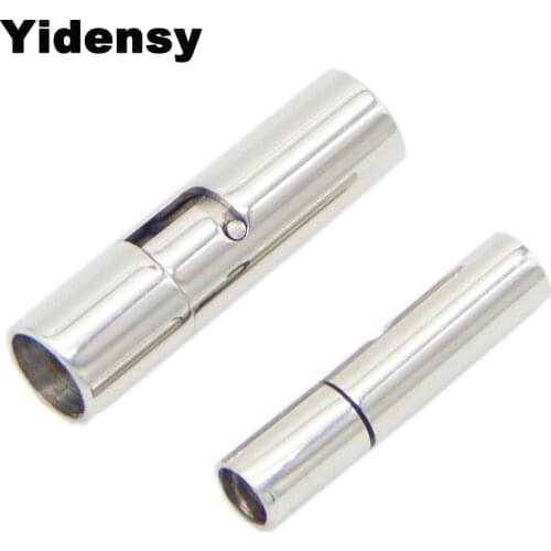 Yidensy Stainless Steel Magnet Clasps Connector Hole 2mm 3mm 4mm 5mm 6mm fit Leather Cord DIY Jewelry Findings Accessories