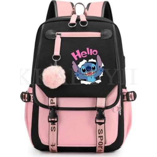 Stitch Backpack Students School Bags Multifunction USB charging Backpack Laptop Shoulders Bags birthday gift