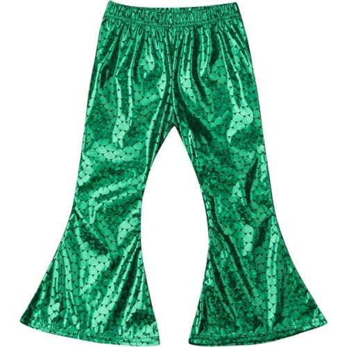 Fashion Children Pants Green Kids Girl High Waist Pants Girls Flared Trousers Skinny Stretch Children Trousers Girls Leggings