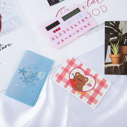 Fashion Portable Cartoon Fruits Animal Mini Card Calculator Stationery Supplies Creative Solar Calculator Children Gift