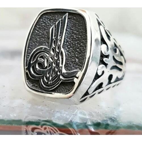 Ottoman Monogram Sterling Silver Men 'S Ring