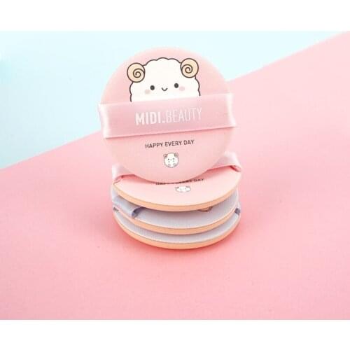 4/2 pcs Round Shape Air Cushion Puff Set Single Side Animal Creative Pattern Facial Face Body Portable Soft Cosmetic Puff Kit