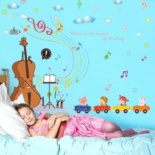 Dream guitar notes wall stickers Vinyl DIY Music score Notes Wall Decals For Childrens Room Kindergarten Decor Stickers Murals