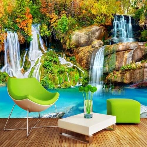 Custom 3D Wall Mural Wallpaper Mountain Creek Landscape Wall Cloth Living Room TV Decor Silk Waterproof Tapety Papel De Parede