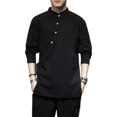 The new Chinese-style cotton and linen long-sleeved shirts for spring