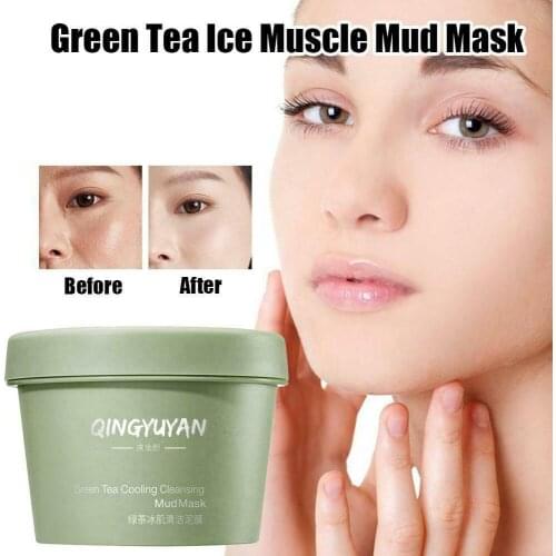 Green Tea Cooling Cleansing Mud Mask Green Tea Cleansing Mask Cream Deep Moisturizing Remove Blackheads Clean Pores Facial Skin