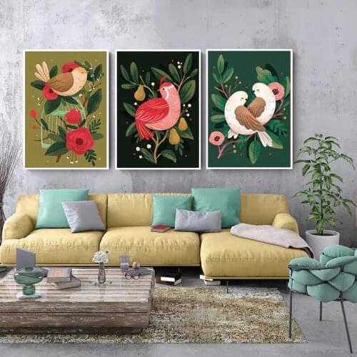 Retro Animal And Plant Painting Printing Poster European Style Auspicious Bird Canvas Oil Painting Art Wall Living Room Decor