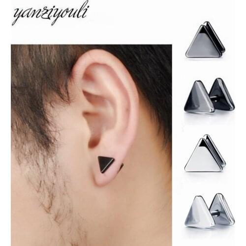 1pair Classic Small Triangle Stainless Steel Earrings Female Earings Hypoallergenic Earrings Kolczyki Men