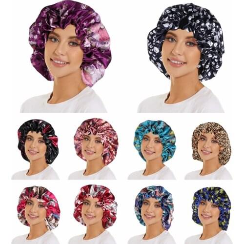 Shower Caps women towel Thick Double Layer Leopard Printing Waterproof Bath Hat Shower Hair Cover Shower Caps Bathroom