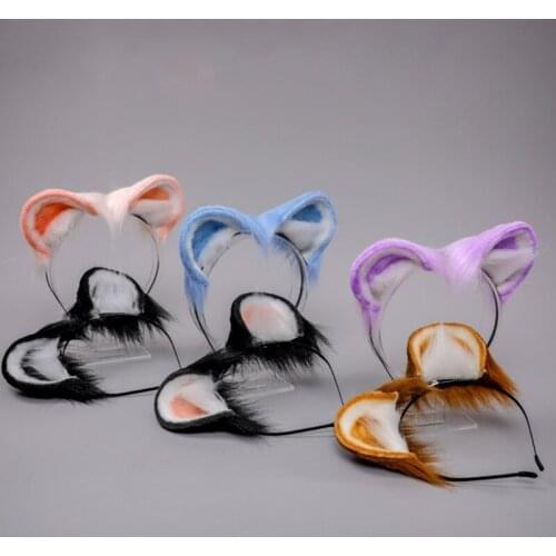 Cute Faux Fur Multicolor Animal Headband Realistic Hamster Plush Round Ears Hair Clips Lolita Kawaii Cosplay Costume M6CD