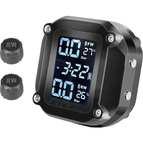 M5 Motorcycle Alarm System With 2 External Sensors Motorcycle Tpms Tire Pressure Monitoring Alarm Waterproof Motor Tire Pressure