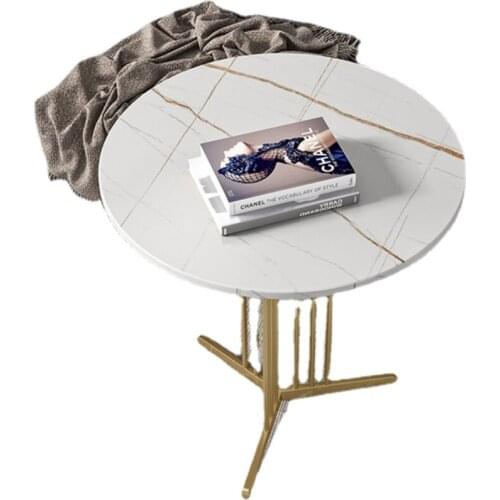 Modern minimalist round petite table Nordic living room furniture rock board coffee table light luxury creative sofa side table