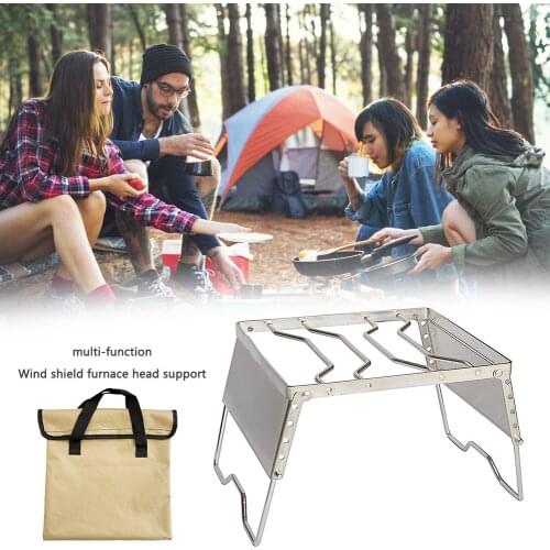 Ultralight Folding Stainless Steel Charcoal Barbeque Grill Windproof Camping Pot Stove Rack for Outdoor Hiking Picnic BBQ Tools