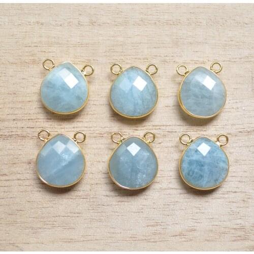 Light blue agates facted Water drop shape connector pendants ,light blue quartz charm for jewelry