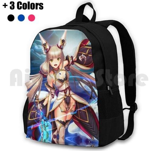 Nia ( Blade ) Outdoor Hiking Backpack Waterproof Camping Travel Xenoblade Nia Blade Anime Girls Catgirl
