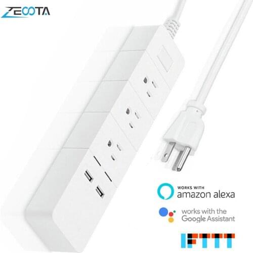 WiFi Smart Power Strip US Plug Outlets Extension Sockets USB Charge Adapter Ports Remote Voice Control Work by Alexa Google Home