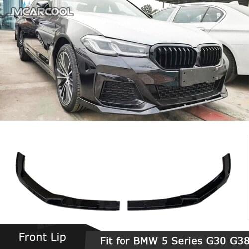 ABS Carbon Look Front Bumper Lip Chin Spoiler For BMW 5 Series G30 G38 M Sport FD Style 2021 2022 Auto Car Accessorise
