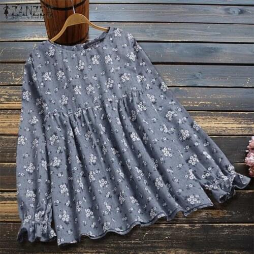 ZANZEA Vintage Floral Printed Blouse Women Summer Tops Bohemian Long Sleeve Ruffles Blusas Female Casual Tunic Shirt