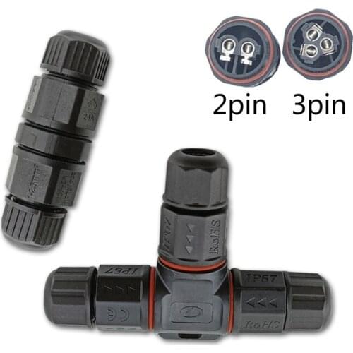 10Pcs IP67 Waterproof I/T Shape Junction Box Electrical Wire Cable 2 Pin 3 Pin Connector Outdoor Plug Socket Terminal Block