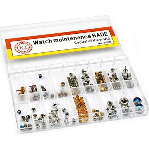 100pcs Professional Watchmaker Watch Crown Assorted Rod Repair Part Accessory Dome Flat Head Replacement Tool Kit