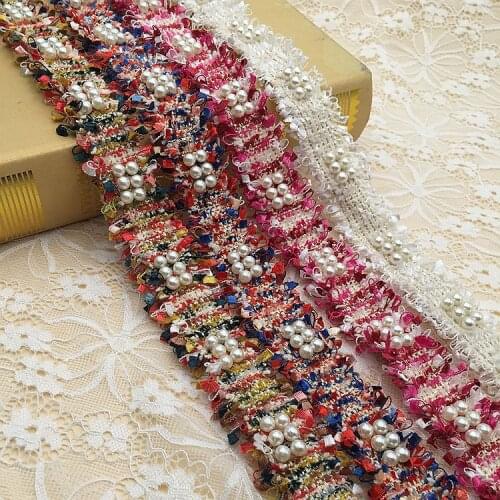 3CM 5YARDS Tweed webbing ribbon with Beads Frayed sides for gaments,hats,pins. sewing accessories Ribbon for garments