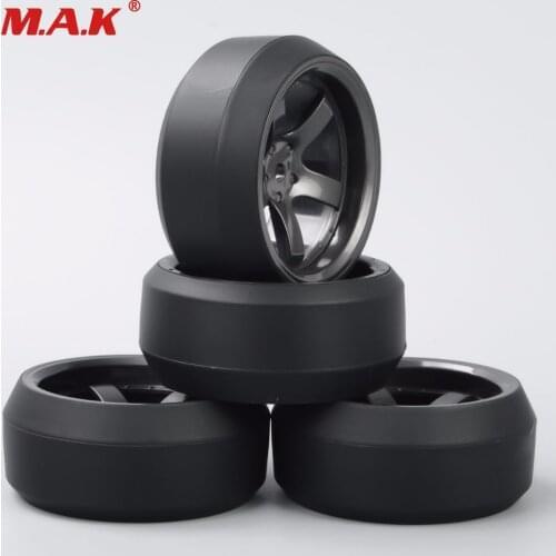 4Pcs/Set 1/10 RC Accessory 12mm Hex 3 Degree Drift Tires & Wheel Rim For HPI HSP 1:10 On-Road Car Parts D5M+PP0367 Model Toys