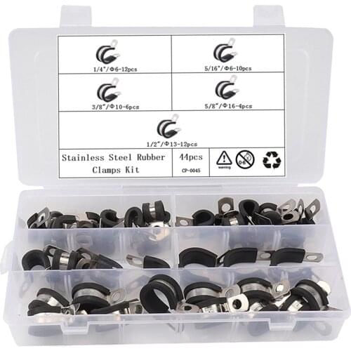 44 Pieces Rubber Insulated Clamp Kit for Line Restoration Assorted in 5 Size